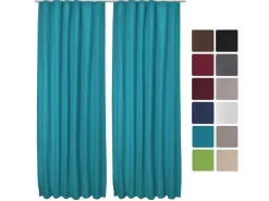 Beautissu Amelie TK Vorhang mit Kräuselband 140x245cm Türkis 2tlg