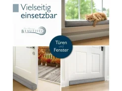 Beautissu Levante OM Zugluftstopper 6,5x110cm Grau 2tlg