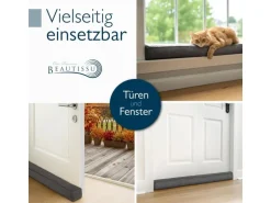 Beautissu Levante OM Zugluftstopper 6,5x110cm Dunkelgrau 2tlg