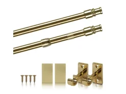 Bestlivings Cafehausstangen Messing Gold 125 bis 225 cm & Klemmträger