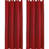 Bestlivings 2er Set Dekoschal EllenSchlaufe mit Raffhalter & Haken 140 x 245 cm Rot