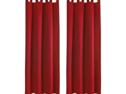 Bestlivings 2er Set Dekoschal EllenSchlaufe mit Raffhalter & Haken 140 x 245 cm Rot