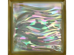 BM Glasstein Aqua Perlmutt Gold 19 cm x 19 cm x 8 cm glänzend