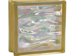 BM Glasstein Aqua Perlmutt Gold 19 cm x 19 cm x 8 cm glänzend