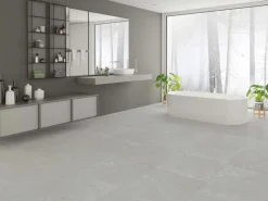 Bodenfliese Feinsteinzeug Grau Glasiert Matt 60 cm x 60 cm