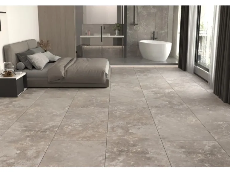 Bodenfliese Feinsteinzeug Grau 60 cm x 120 cm