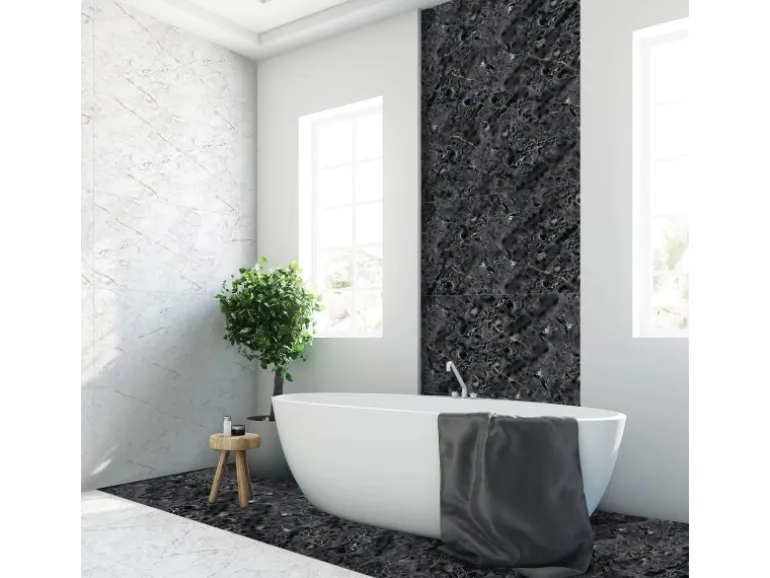 Bodenfliese Wave Feinsteinzeug Marmor Grey Glasiert Poliert 60 cm x 60 cm