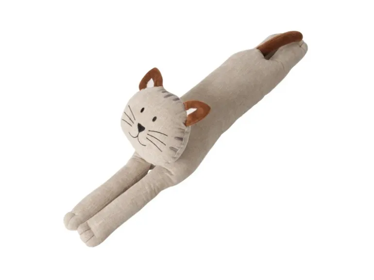 Boltze Home Zugluftstopper Minky Katze 21,9 cm x 11,8 cm x 75,8 cm Beige-Grau