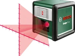 Bosch Kreuzlinienlaser Quigo Plus mit Stativ mit Markierungen auf Laserlinien
