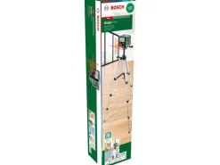 Bosch Kreuzlinienlaser Quigo Plus mit Stativ mit Markierungen auf Laserlinien