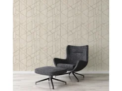 Bricoflor Art Déco Tapete Creme Gold Elegante Vliestapete Geometrisch für Schlafzimmer und Wohnzimmer Vlies Betontapete