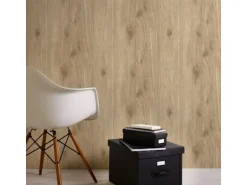 Bricoflor Beige Tapete mit Holzbrettern Vliestapete in Holzoptik für Küche und Wohnzimmer Holz Tapete mit Vinyl in Beige Braun