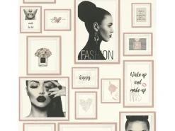 Bricoflor Bilderrahmen Tapete für Jugendzimmer Von Mädchen und Schlafzimmer Mode Vliestapete mit Metallic Effekt in Altrosa