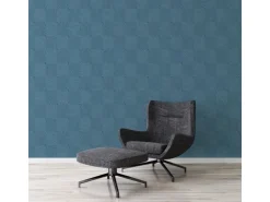 Bricoflor Blaue Tapete mit Rautenmuster Metallic Vliestapete Geometrisch Ideal für Jugendzimmer und Schlafzimmer