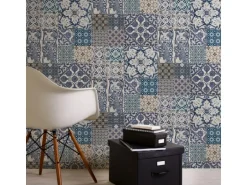 Bricoflor Fliesen Tapete In Blau Weiß Vintage Vliestapete In Fliesenoptik Ideal Für Küche Und Badezimmer Asiatische Wandtapete