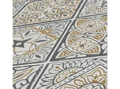 Bricoflor Orientalische Tapete in Fliesenoptk Grau Gold Ideal für Wohnzimmer und Küche Vliestapete mit Fliesen im Boho Chic