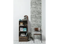 Bricoflor Selbstklebende Tapete in Steinoptik Mauertapete als Panel Ideal für Küche und Wohnzimmer Stein Vliestapete in Hellgrau und Weiß