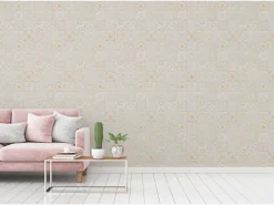 Bricoflor Tapete in Vintage Fliesenoptik Ideal für Küche und Schlafzimmer Fliesen Vliestapete in Weiß Gold Silber Orientalisch