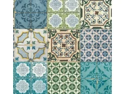 Bricoflor Türkise Tapete in Fliesenoptik Orientalische Mosaik Tapete Ideal für Küche und Wohnzimmer Boho Vliestapete im Vintage Stil