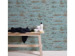 Bricoflor Vlies Mauertapete Hellblau Grau Industrial Tapete in Steinoptik für Küche und Wohnzimmer Alte Mauer Vliestapete im Used Look