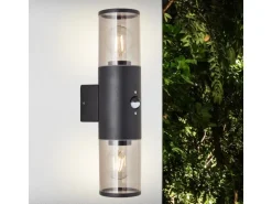 Brilliant Außenwandleuchte Sergioro 2-flammig mit Bewegungsmelder Anthrazit