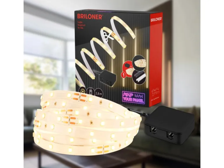 Briloner LED Band Pimp your Panel Starter-Set Warmweiße Lichtfarbe 2,6 m