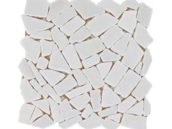 Bruchmosaikmatte Carrara Polygonal Weiß 30,5 cm x 30,5 cm