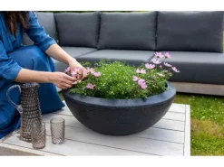 Capi Pflanzschale Niedrig Granite Ø 61 cm x 25 cm Schwarz