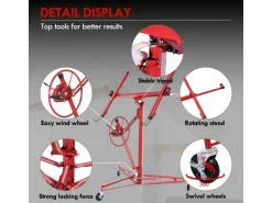 CCLIFE Plattenheber Klappbar für Trockenbau und Rigipsplatten XXL Plattenlift bis 68 kg Höhe 140-350 cm 3 Räder mit Feststellbremse Rot
