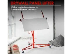 CCLIFE Plattenheber Klappbar für Trockenbau und Rigipsplatten XXL Plattenlift bis 68 kg Höhe 140-350 cm 3 Räder mit Feststellbremse Rot