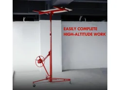 CCLIFE Plattenheber Klappbar für Trockenbau und Rigipsplatten XXL Plattenlift bis 68 kg Höhe 140-350 cm 3 Räder mit Feststellbremse Rot