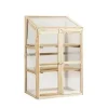 Costway Gewächshaus 2 Etagen Frühbeet Holz & PC 69 x 58 x 121 cm Natur