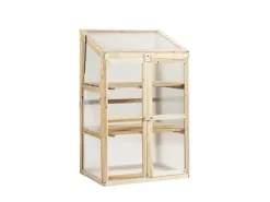 Costway Gewächshaus 2 Etagen Frühbeet Holz & PC 69 x 58 x 121 cm Natur