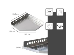 Dalsys Duschablage Befliesbar 200mm x 200mm Edelstahl Silber