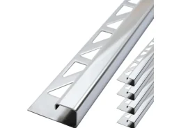 Dalsys Fliesenschiene Edelstahl Poliert 5x 2,5m x 10mm Eckprofil Quadrat