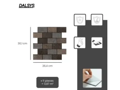 Dalsys Selbstklebende Fliesen 0,87m² 11 Stück Steinoptik Natur Dunkelbraun Grau