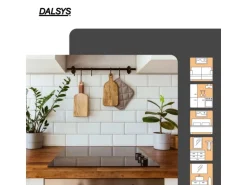 Dalsys Selbstklebende Fliesen 1m² 11 Stück Steinoptik Quadrate Schwarz Silber