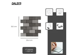 Dalsys Selbstklebende Fliesen 0,87m² 11 Stück Steinoptik Natur Grau Mix