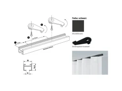 Deco-Raum Gardinenschiene nach Maß 1-Lauf Square Schwarz 480cm