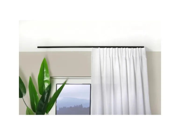 Deco-Raum Gardinenschiene nach Maß 1-Lauf Square Schwarz 60cm