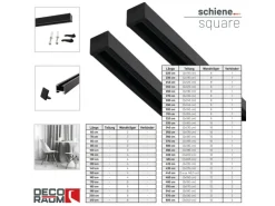 Deco-Raum Gardinenschiene nach Maß 1-Lauf Square Schwarz 220cm