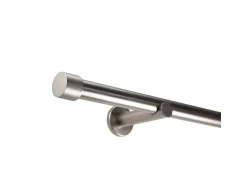 Deco-Raum Gardinenstange nach Maß 1-Lauf Kappe Ø 25mm Edelstahl-optik 220cm