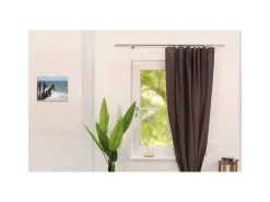 Deco-Raum Gardinenstange nach Maß 1-Lauf Kappe Ø 25mm Edelstahl-optik 220cm