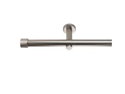 Deco-Raum Gardinenstange nach Maß 1-Lauf Kappe Ø 25mm Edelstahl-optik 220cm