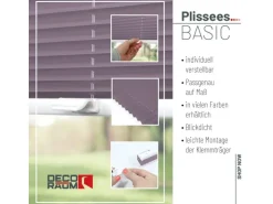 Deco-Raum Plissee Basic ohne Bohren 50x150cm Flieder Blickdicht Klemmfix