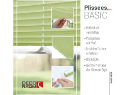 Deco-Raum Plissee Basic ohne Bohren 80x210cm Hellgrün Blickdicht Klemmfix