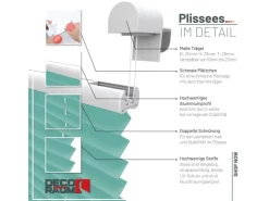 Deco-Raum Plissee Basic ohne Bohren 85x210cm Türkis Blickdicht Klemmfix