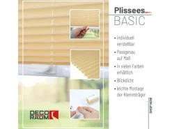 Deco-Raum Plissee Basic ohne Bohren 80x210cm Beige Blickdicht Klemmfix