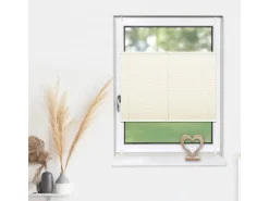 Deco-Raum Plissee Basic ohne Bohren 100x150cm Vanille Blickdicht Klemmfix