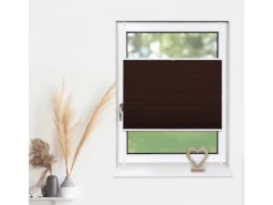 Deco-Raum Plissee Basic ohne Bohren 50x150cm Dunkelbraun Blickdicht Klemmfix